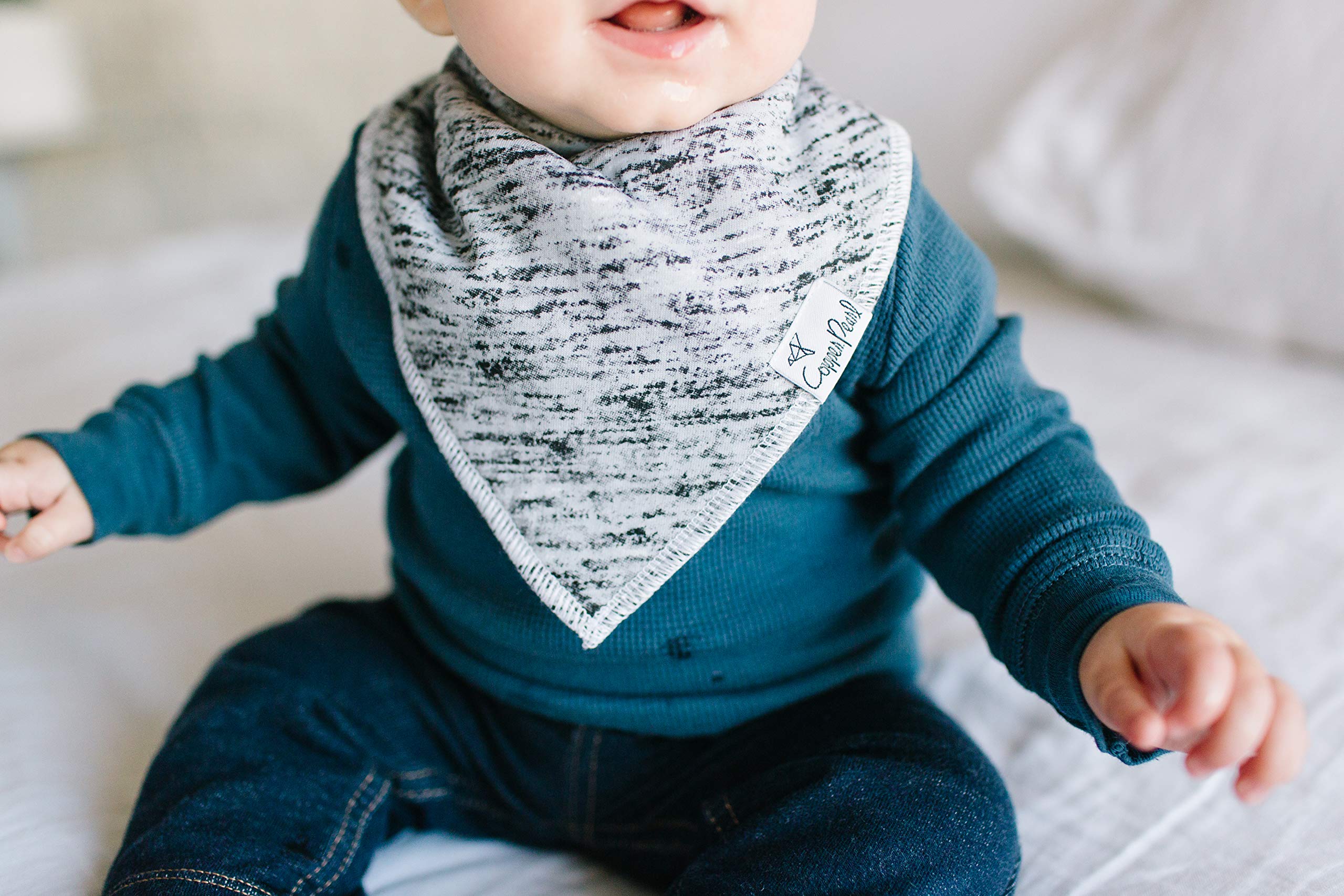 Copper Pearl bandana bib fashion-forward design complements outfits while protecting clothing