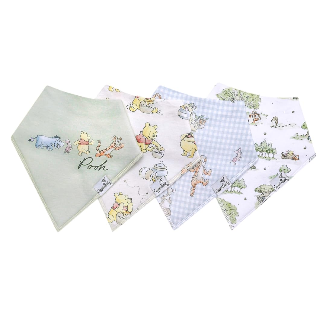 Copper Pearl bandana bib with knit front and fleece back keeps baby dry during drool.