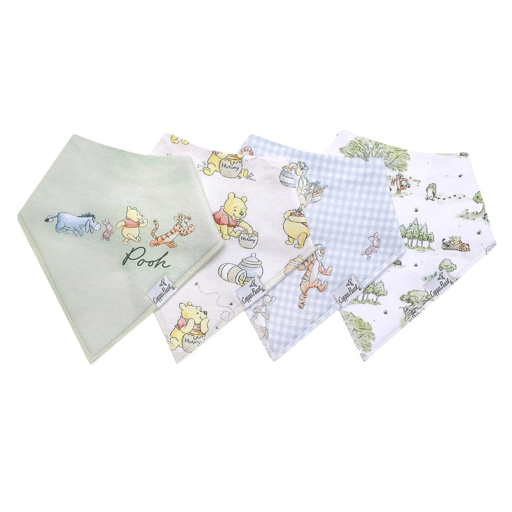 Copper Pearl bandana bib with knit front and fleece back keeps baby dry during drool.
