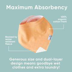 Copper Pearl bandana bib with adjustable snaps on a baby for a secure fit