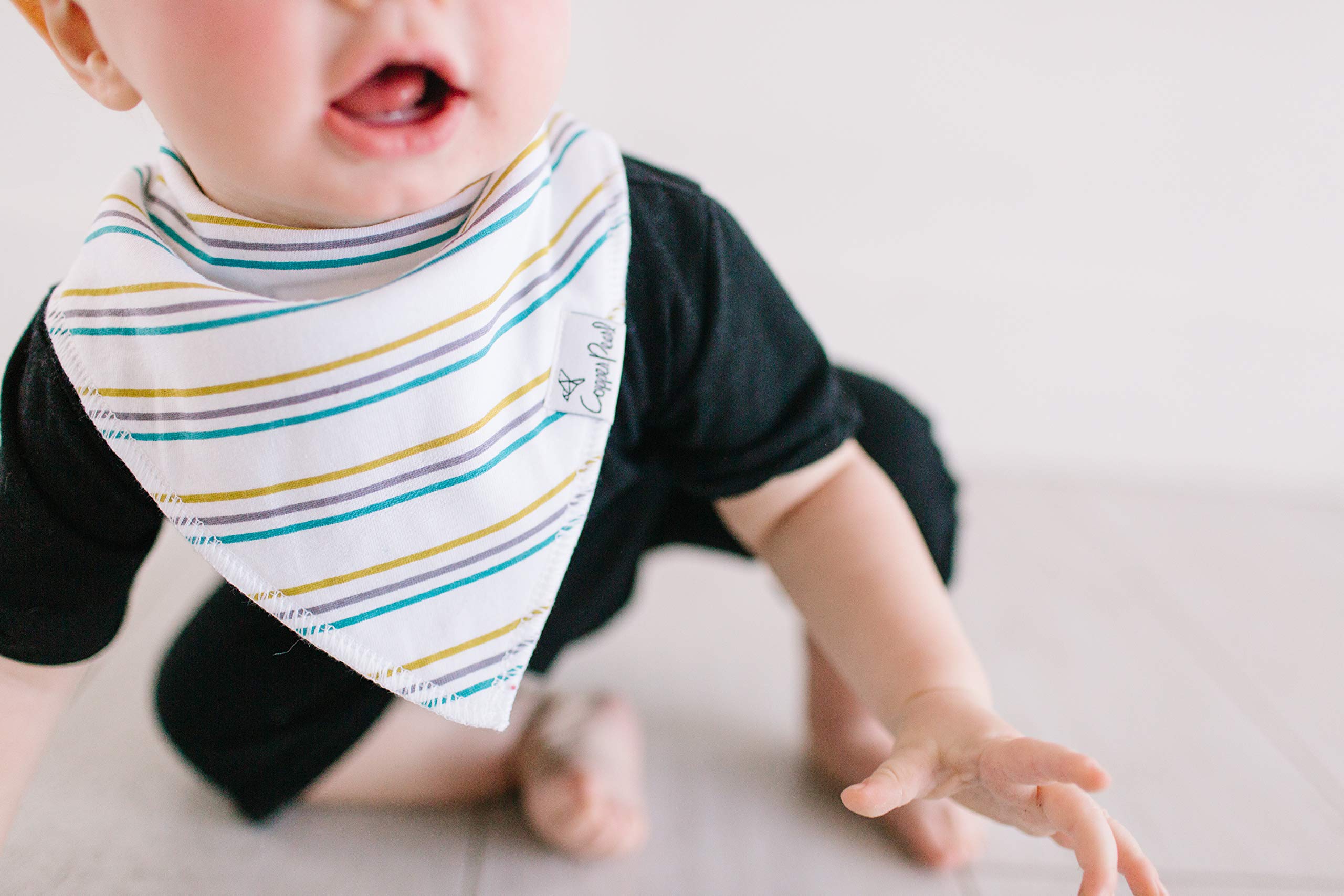 Copper Pearl bandana bib machine washable care enables quick cleaning after meals