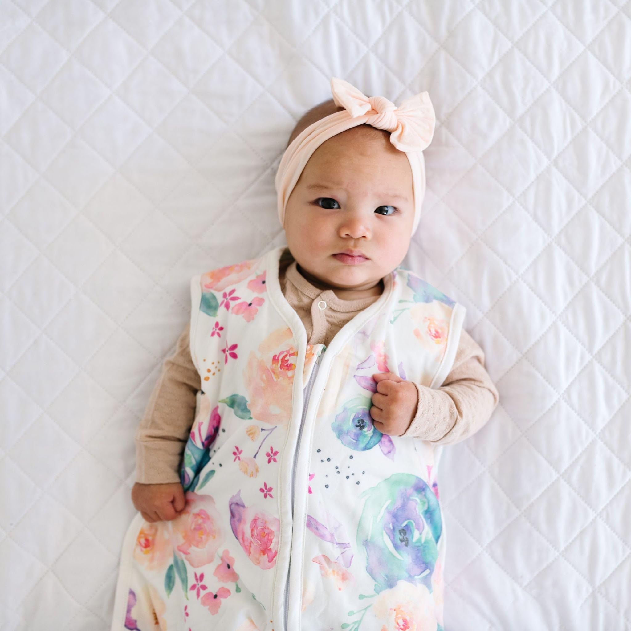Copper Pearl Bloom sleep bag illustrating a sleeveless design suitable for year-round use