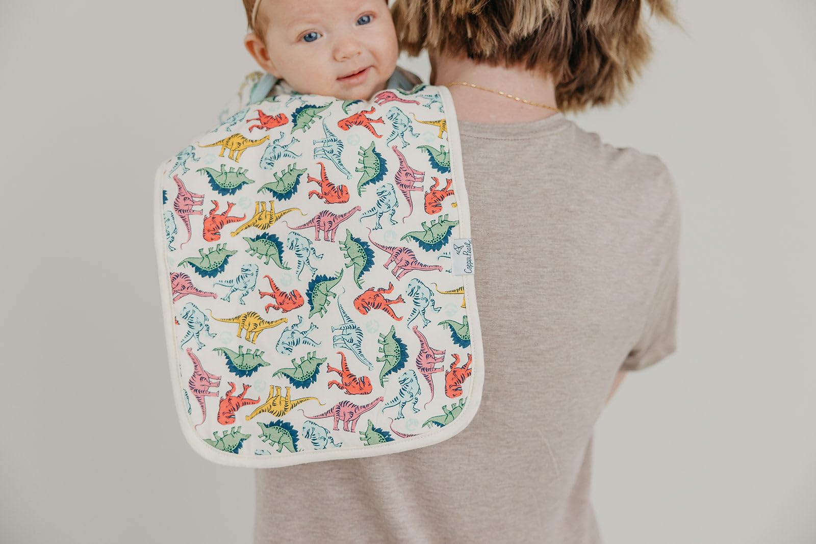 Copper Pearl burp cloth 3-pack gift set arranged for gifting.