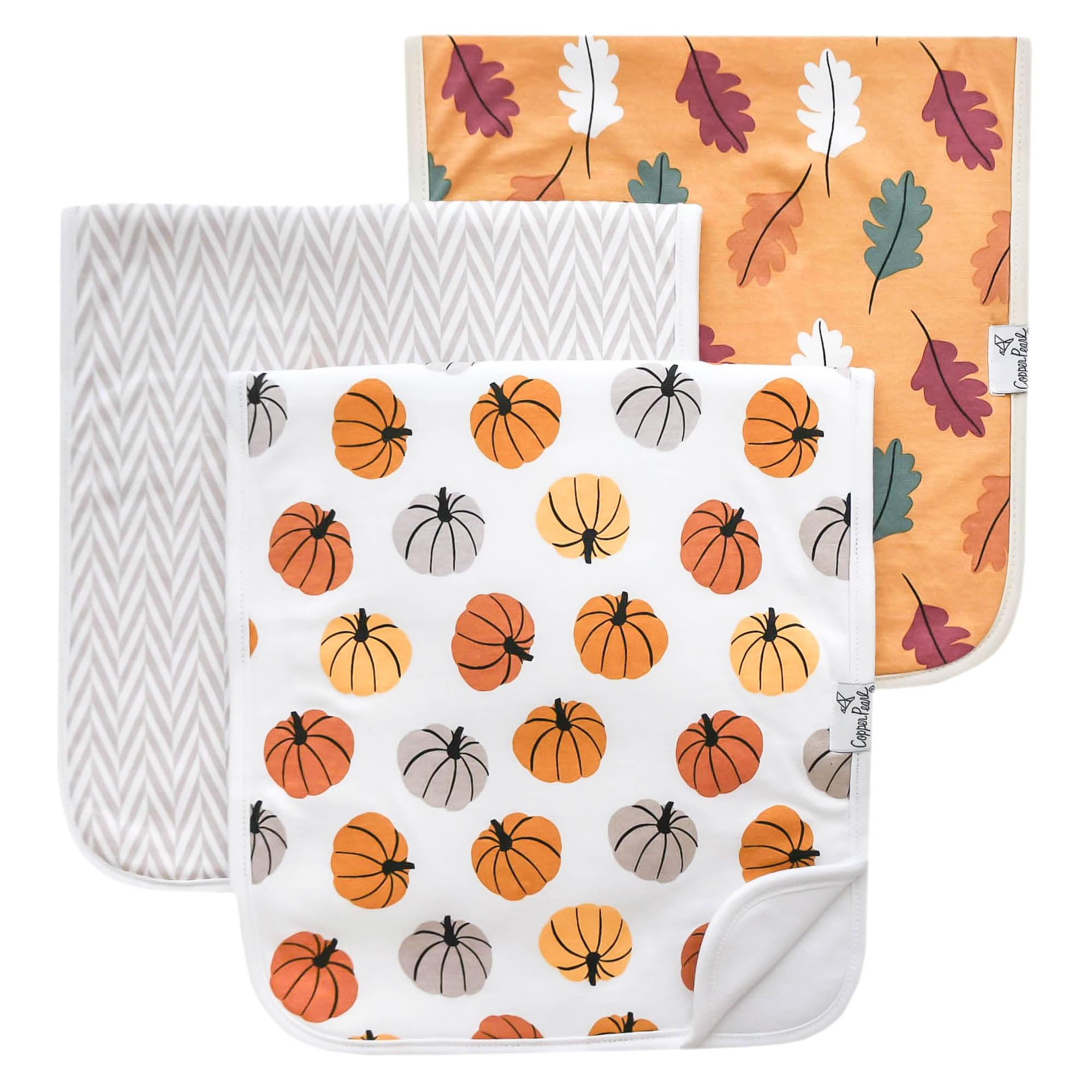 Copper Pearl burp cloths front design view for stylish baby care