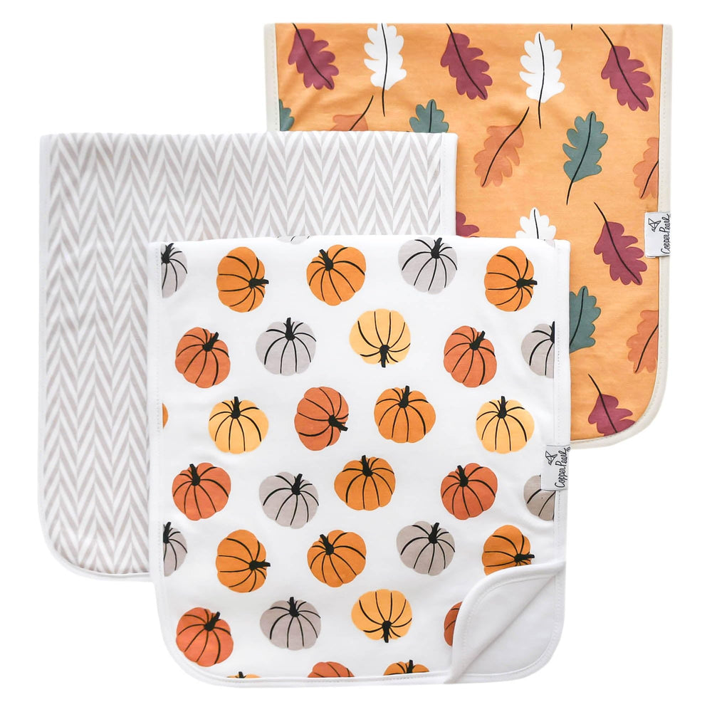 Copper Pearl burp cloths front design view for stylish baby care