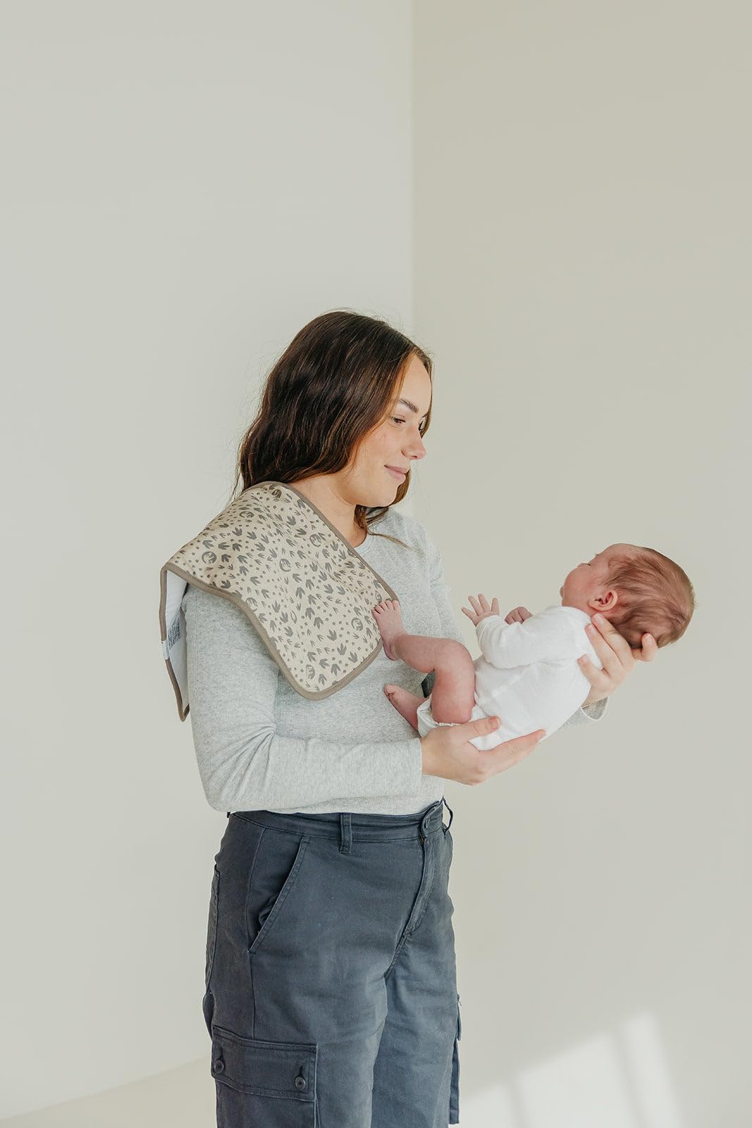Copper Pearl burp cloth durable daily-use fabric for spill protection.