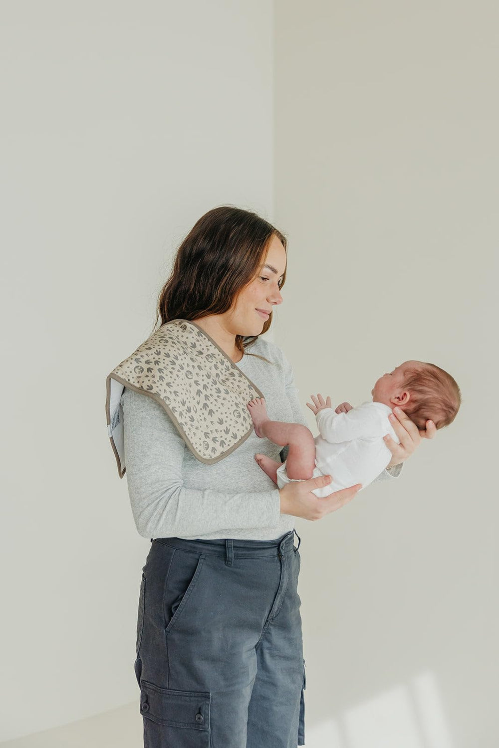 Copper Pearl burp cloth durable daily-use fabric for spill protection.