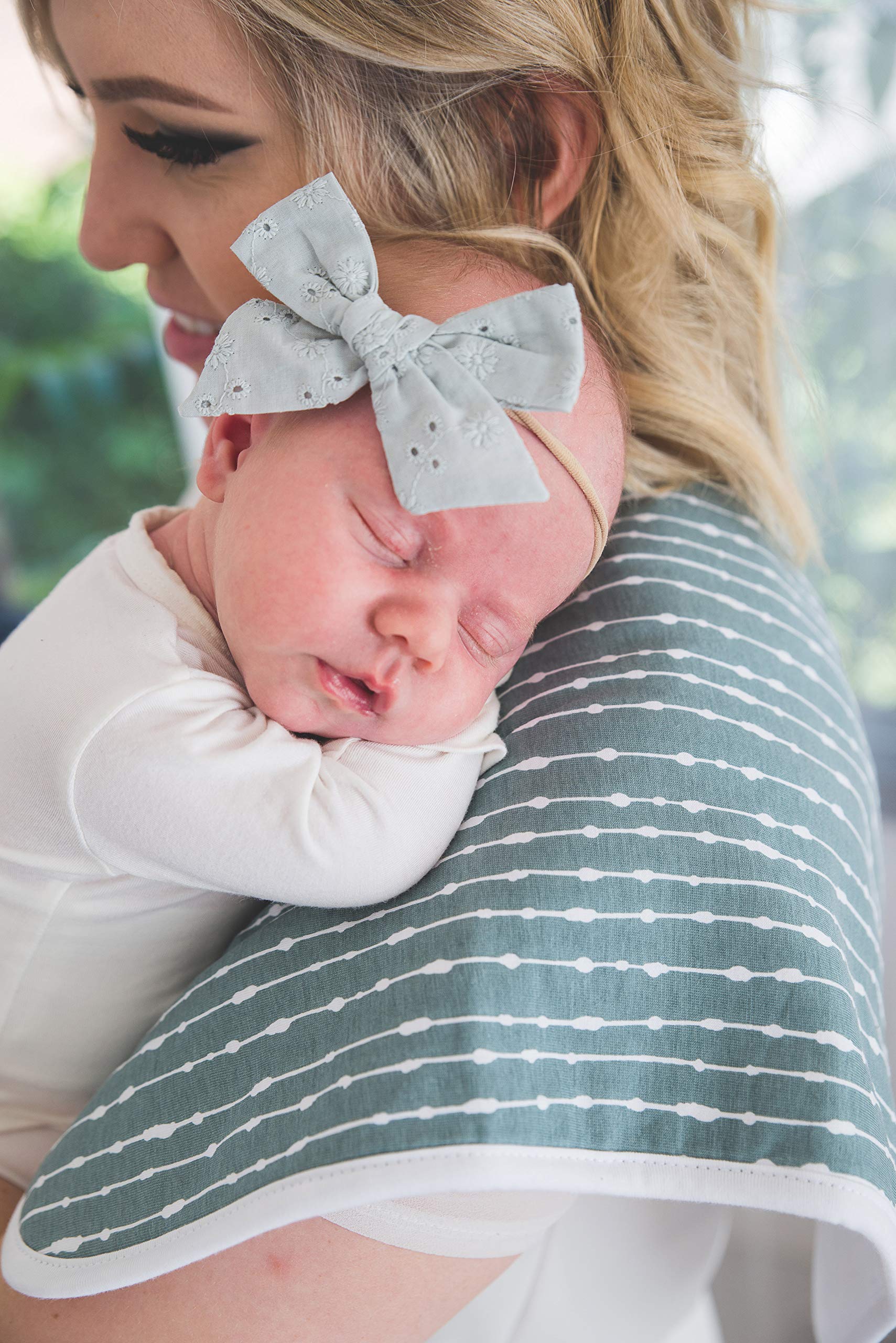 Copper Pearl burp cloths are easy-care, machine washable for busy families.