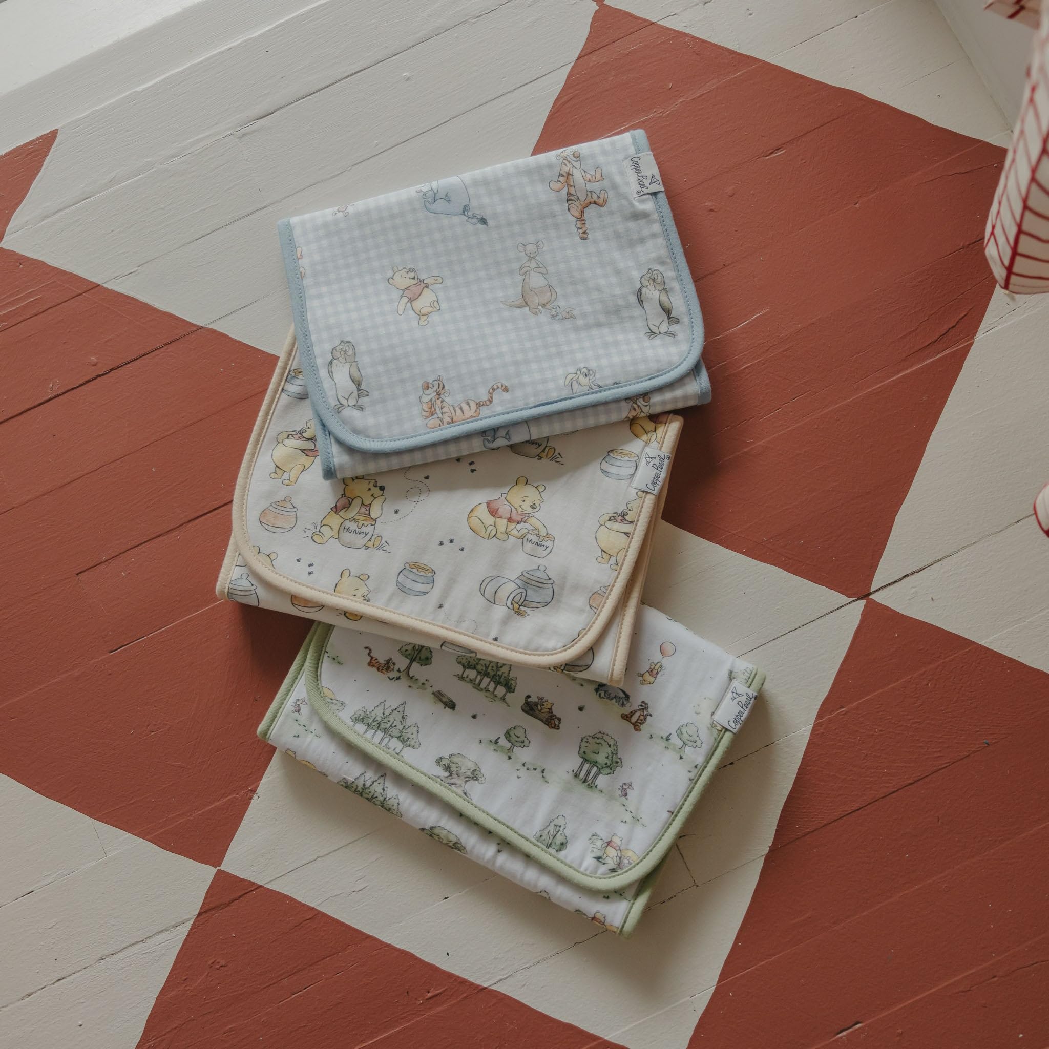 Easy-to-clean Copper Pearl burp cloths simplify daily care