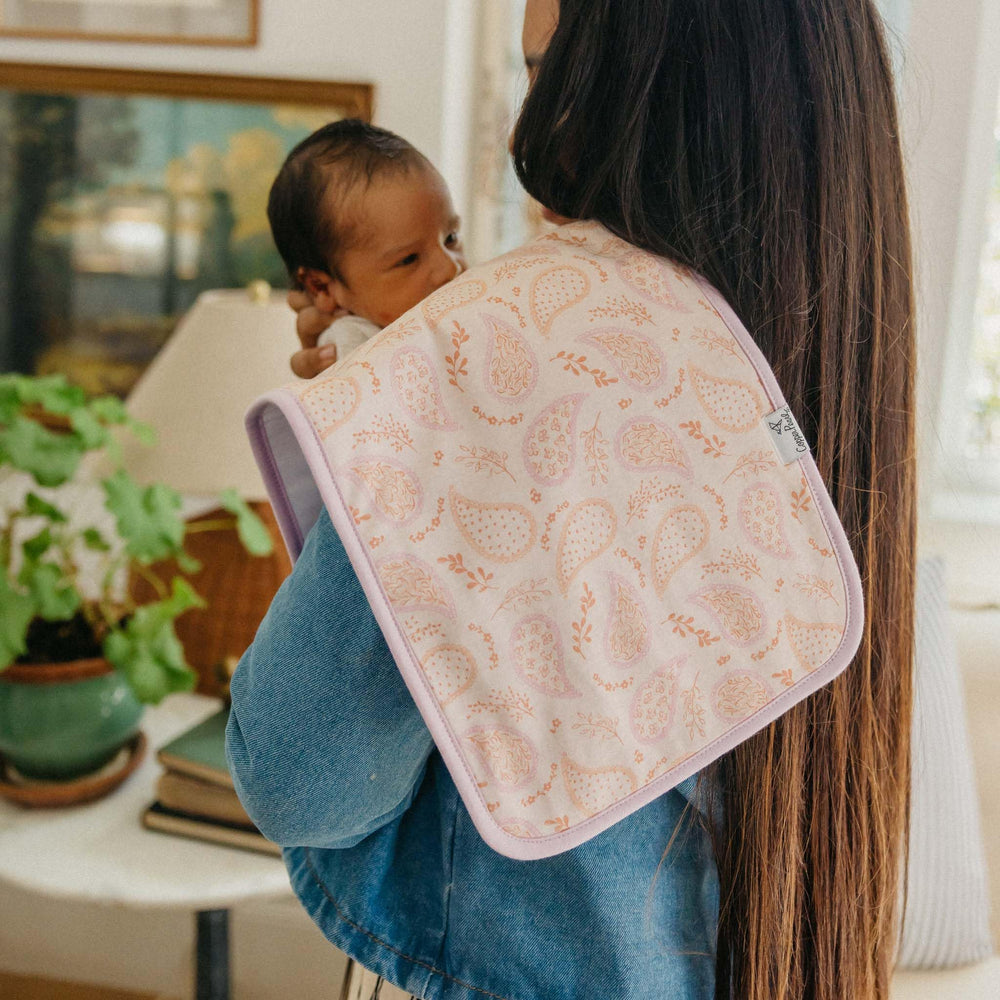 Copper Pearl burp cloth large gift-set packaging shown as a ready-to-gift option