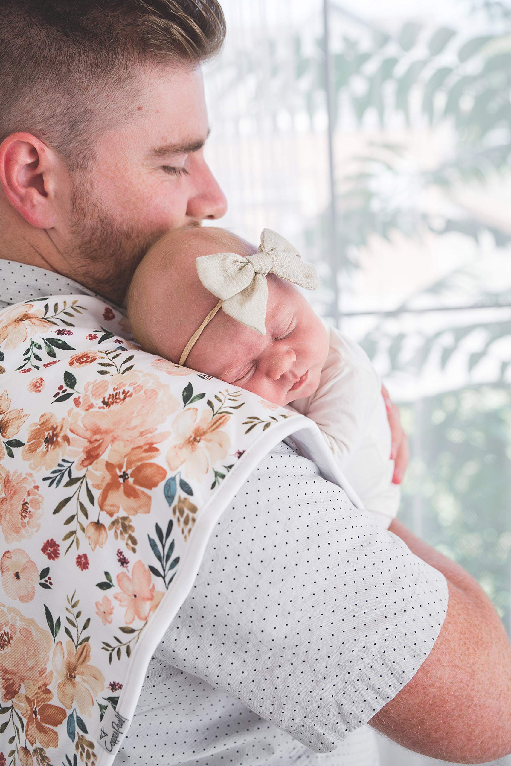 Copper Pearl burp cloth size 21x10 offers extra coverage and fewer outfit changes.