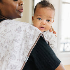 Copper Pearl burp cloth designs are trendy and coordinate with bandana bibs.