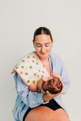 Copper Pearl burp cloth triple-layer design highlighting plush fleece middle layer