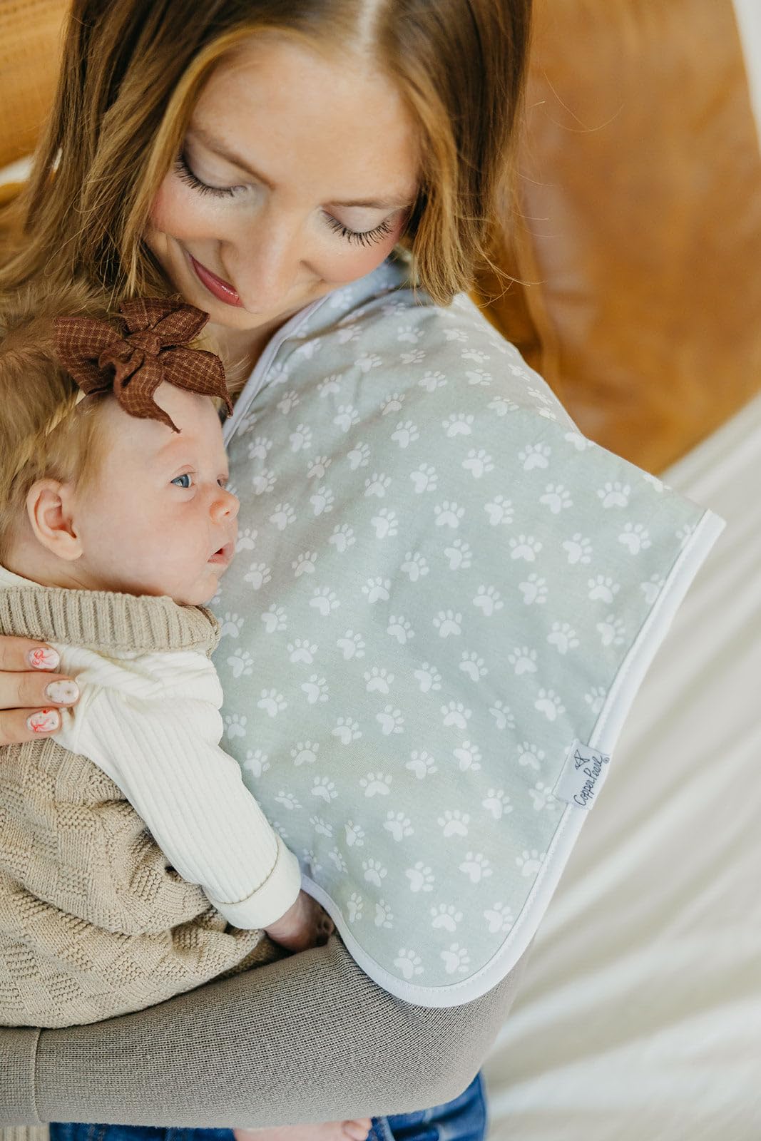 Gift-ready Copper Pearl burp cloths in a 3-pack