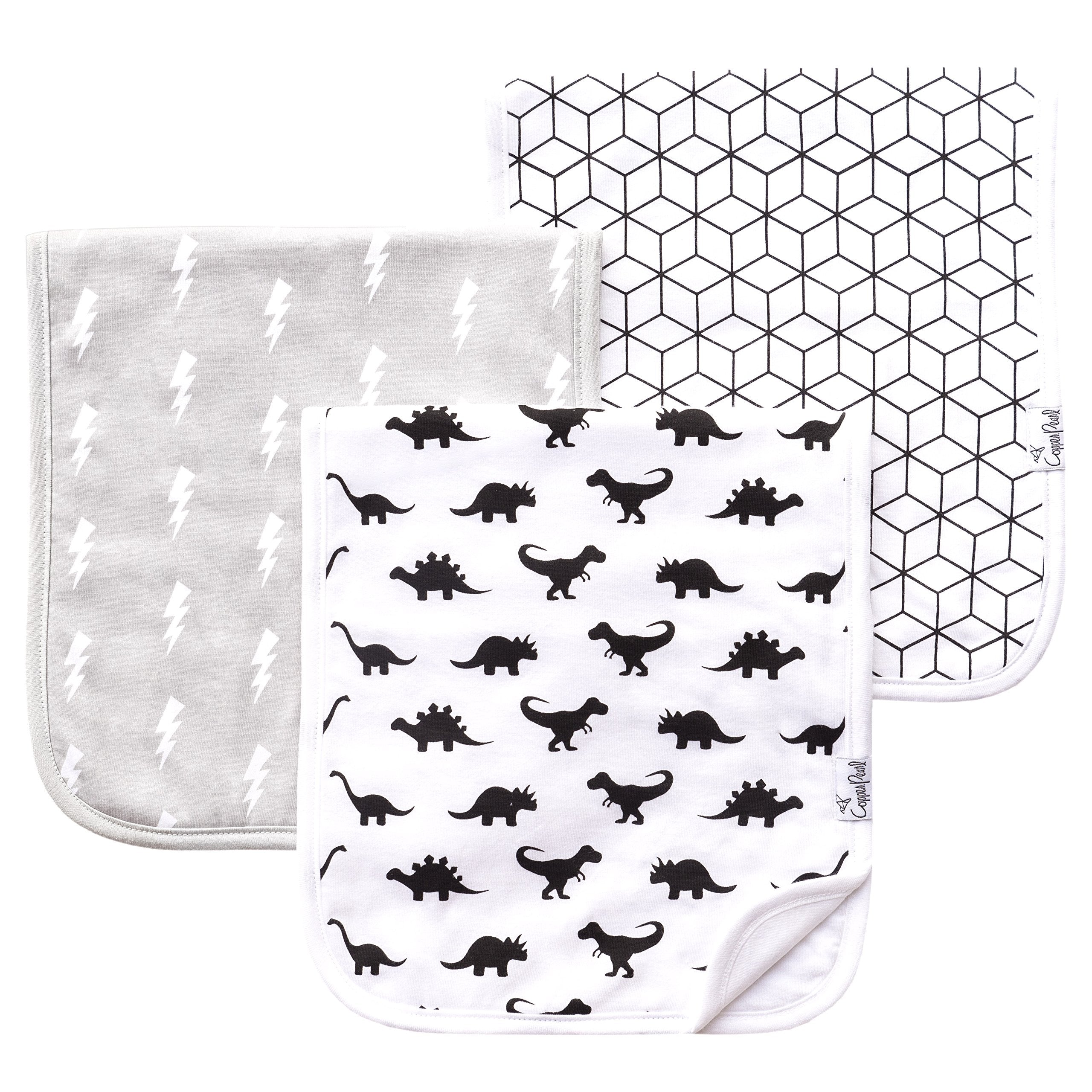 Copper Pearl premium burp cloths 3-pack front pattern close-up for gentle burping