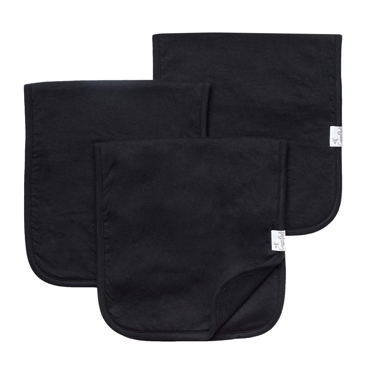 Copper Pearl burp cloths with three-layer absorbent design for mess-free feeds.