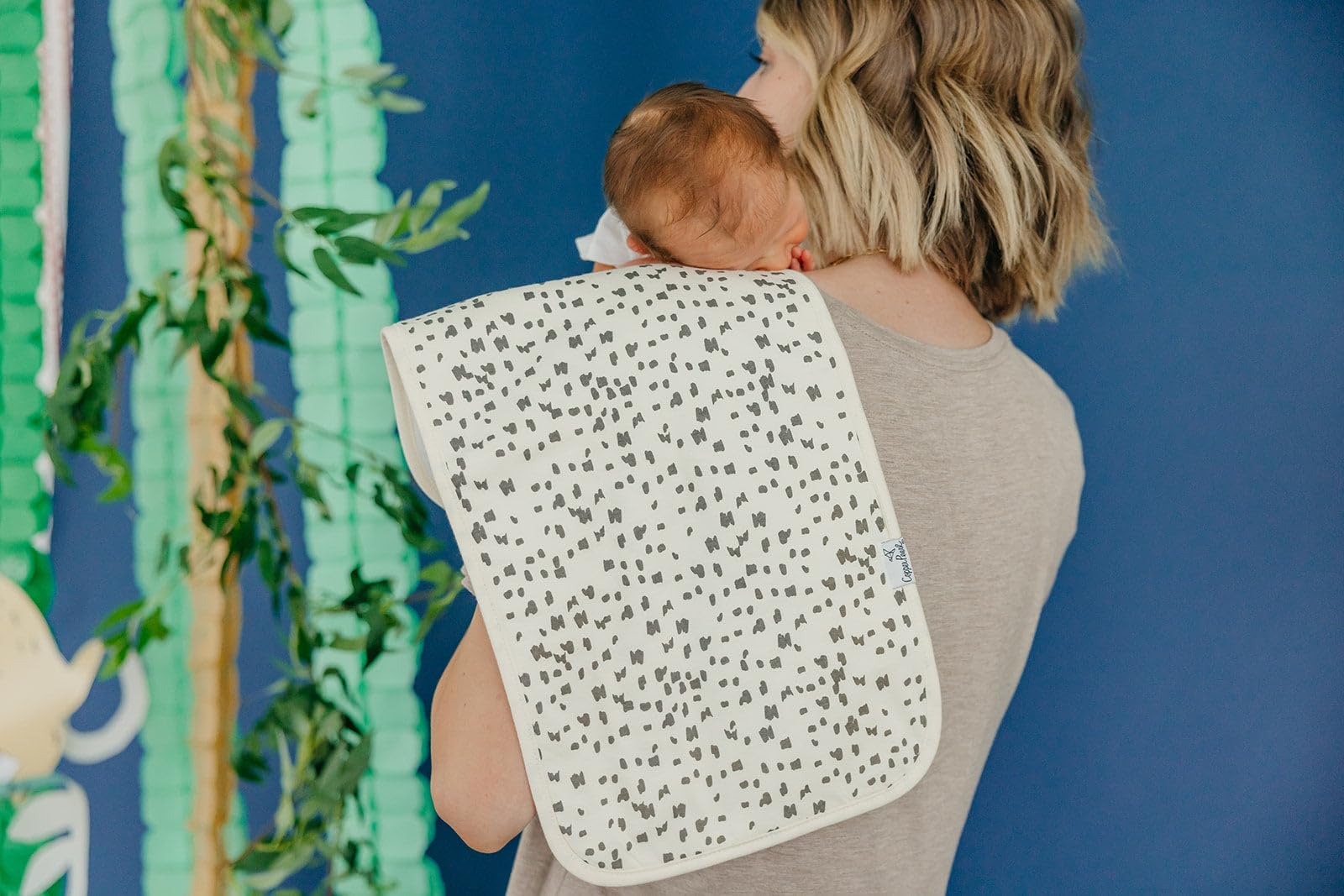 Copper Pearl burp cloths trendy print designs for stylish baby gear.