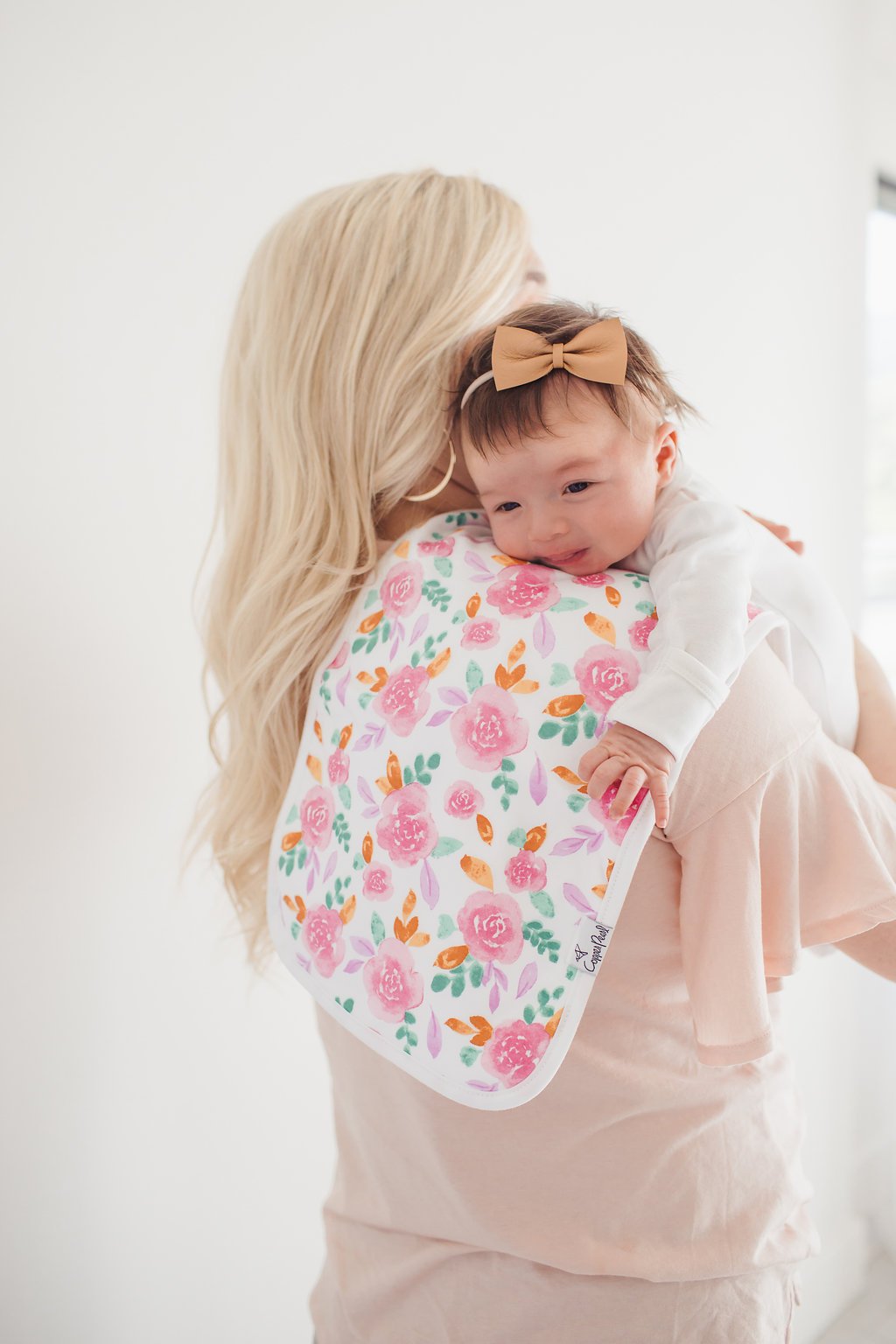 Copper Pearl easy care burp cloths are machine washable and quick drying