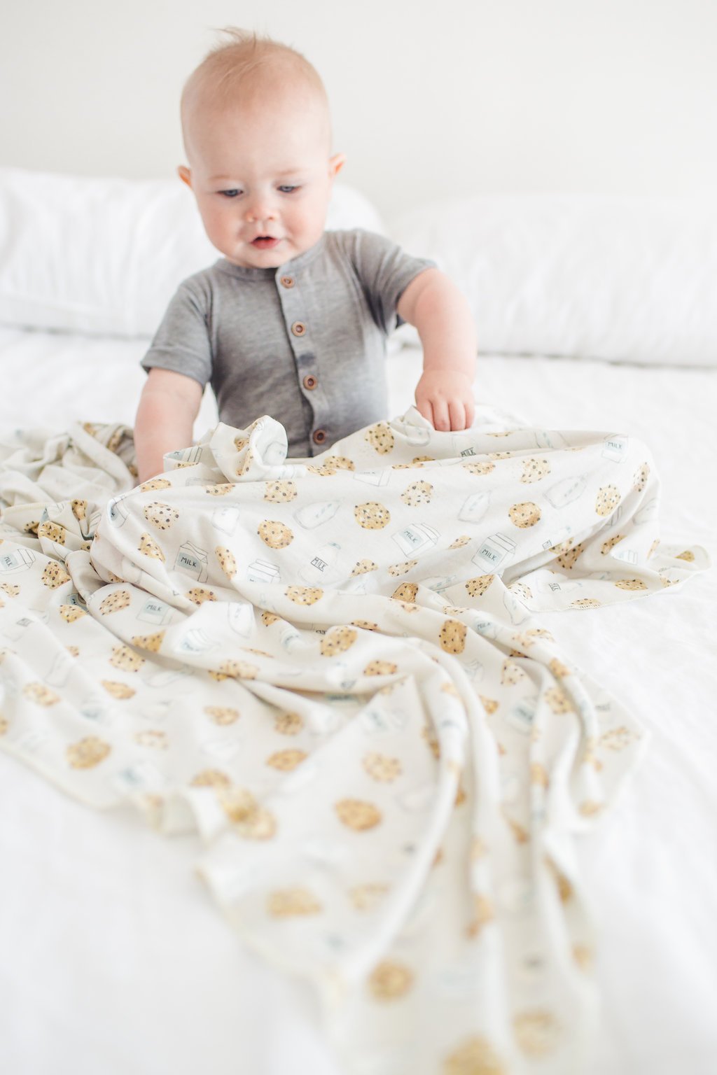 Copper Pearl Chip baby blanket folded reveals generous 46x46 coverage