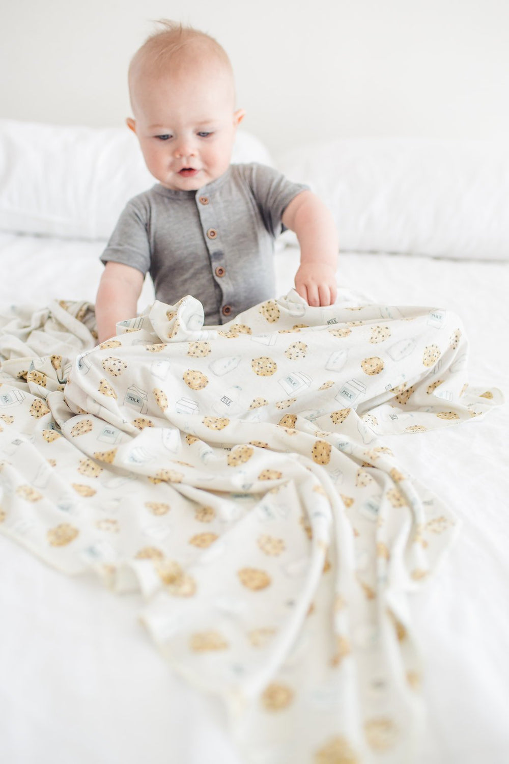 Copper Pearl Chip baby blanket folded reveals generous 46x46 coverage
