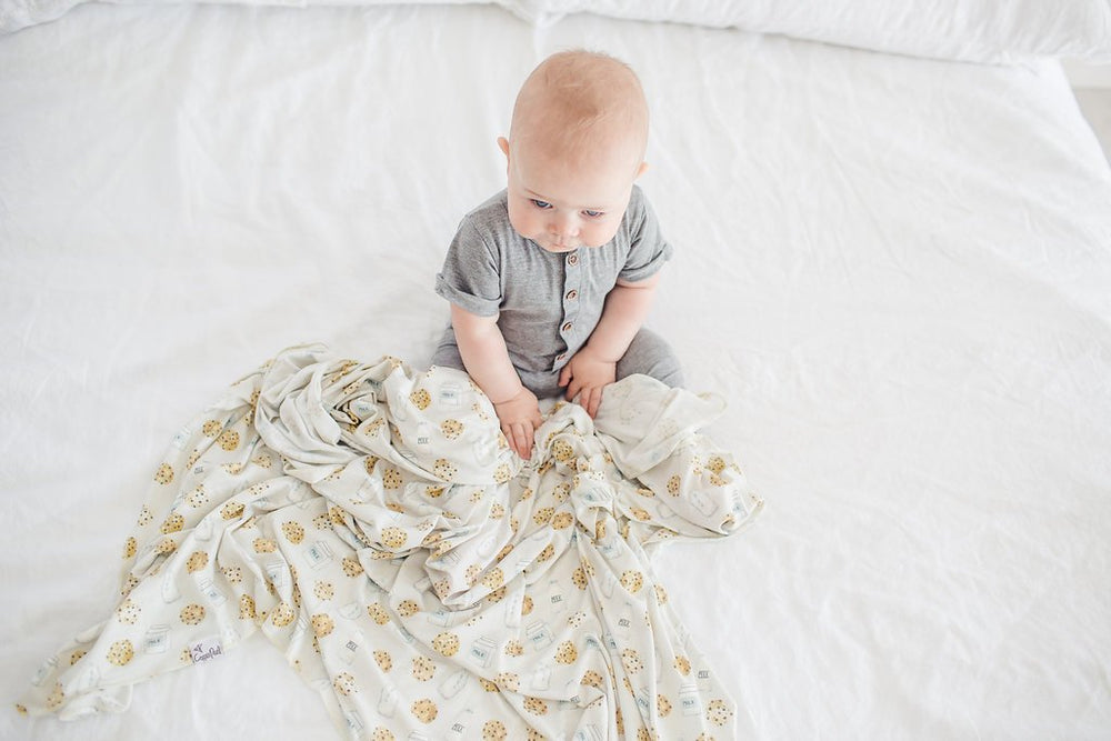 Copper Pearl Chip design on model highlights modern nursery style
