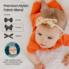 Copper Pearl Classic Baby Bow Summer styled with swaddle for coordinated outfits.