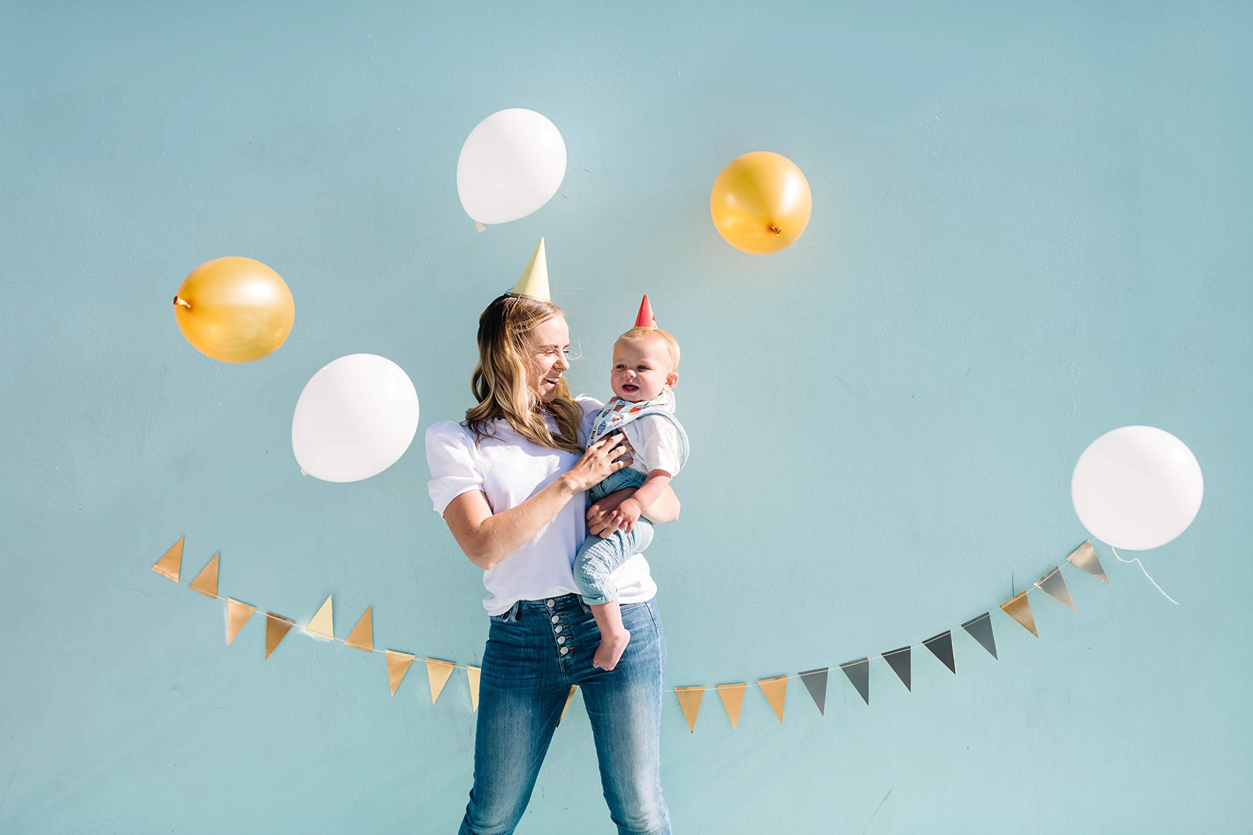 Copper Pearl Confetti bib print adds fashion-forward charm to everyday outfits.