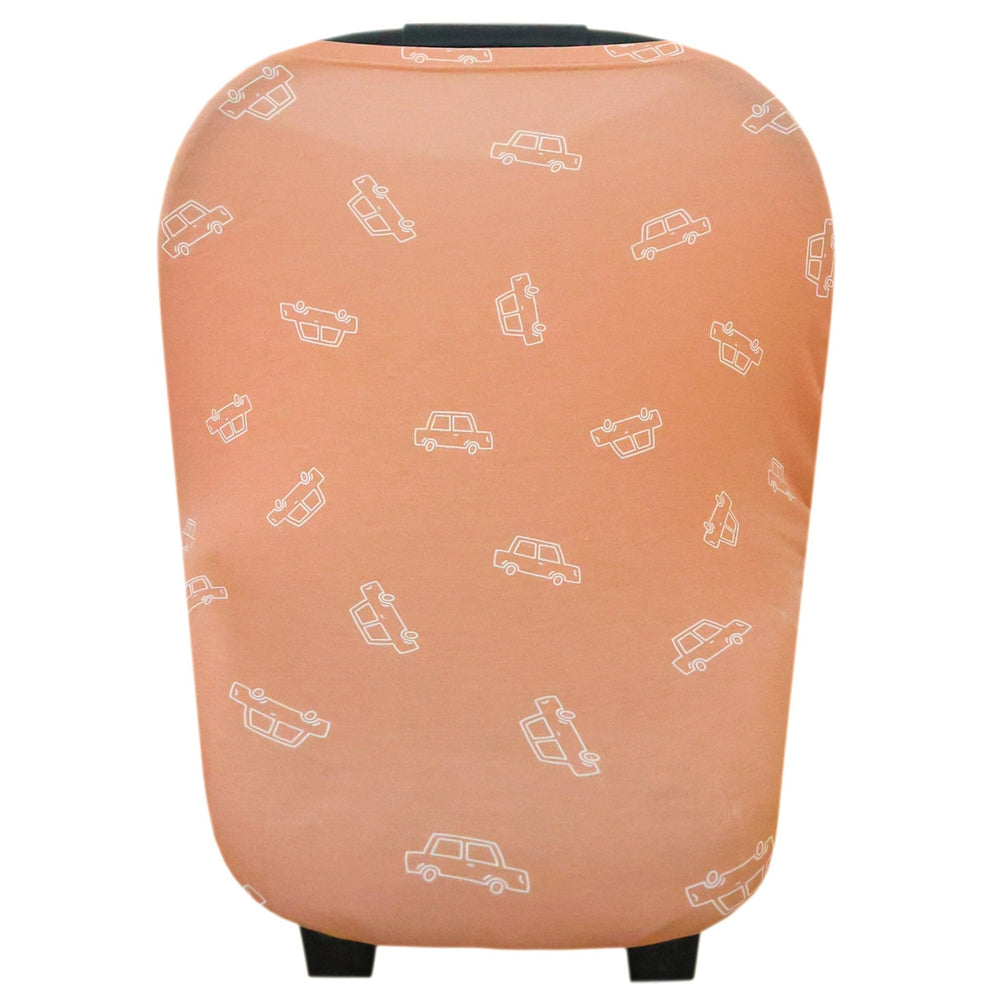 Copper Pearl Cooper car seat cover for all-season protection and easy nursing access.