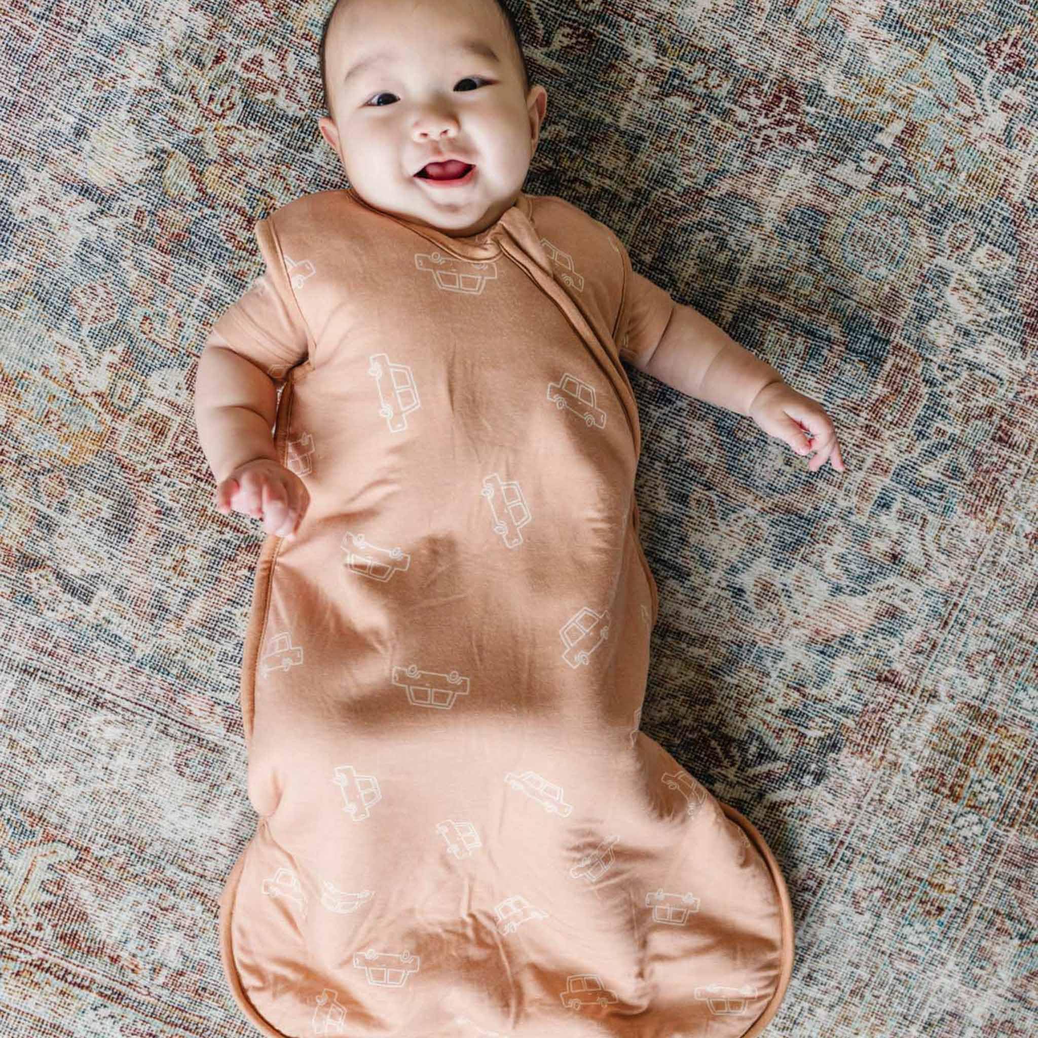 Copper Pearl Cooper sleep bag size 0-6m for snug newborn fit.