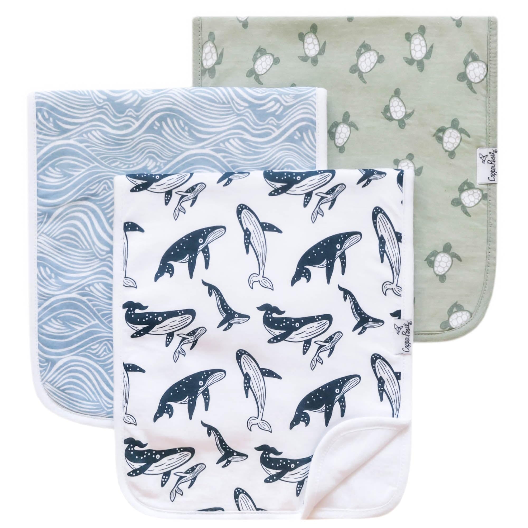 Copper Pearl Cove Set burp cloth with soft cotton absorbs spills quickly for busy parents
