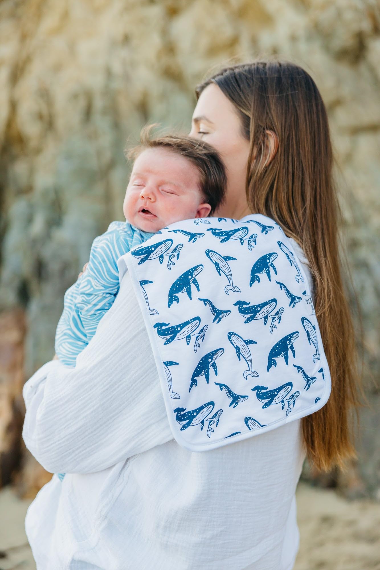 Copper Pearl Cove Set burp cloths offer ample size for full shoulder coverage