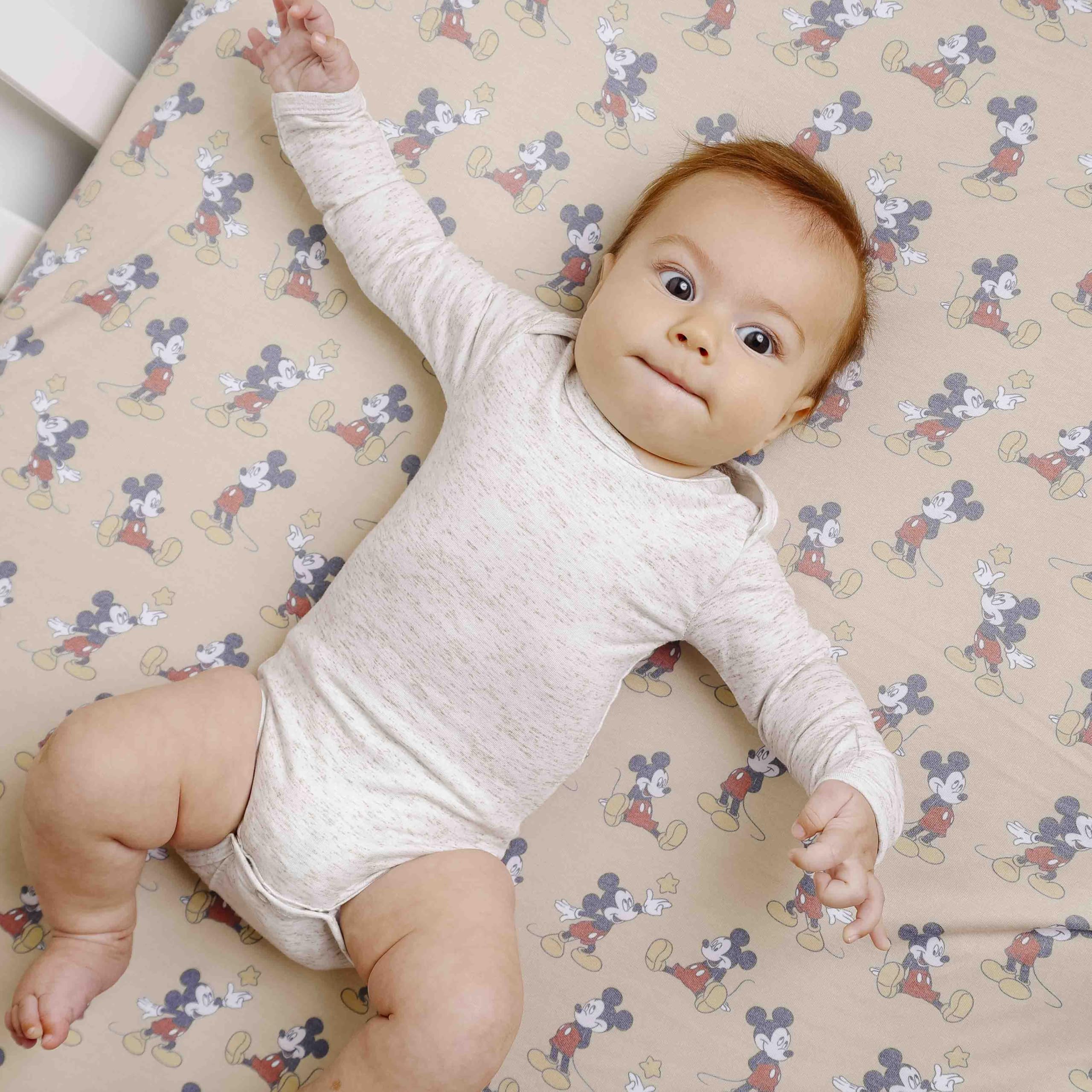 Copper Pearl crib sheet elastic edge detail ensuring snug fit