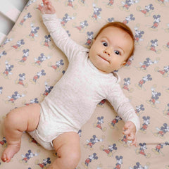 Copper Pearl crib sheet elastic edge detail ensuring snug fit