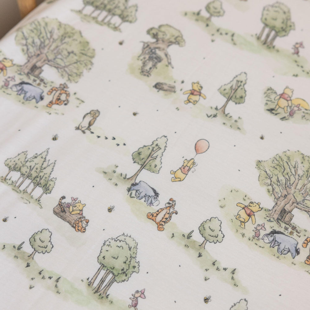 Copper Pearl crib sheet with elastic edge ensures a snug, secure fit on standard mattresses