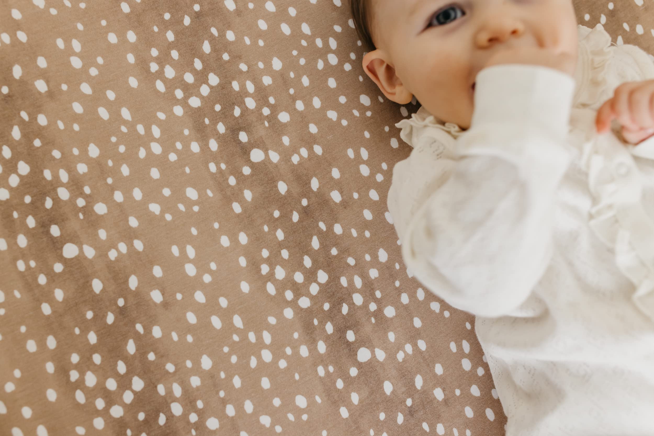 Copper Pearl crib sheet in a coordinated nursery scene with modern design.