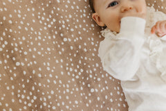 Copper Pearl crib sheet in a coordinated nursery scene with modern design.