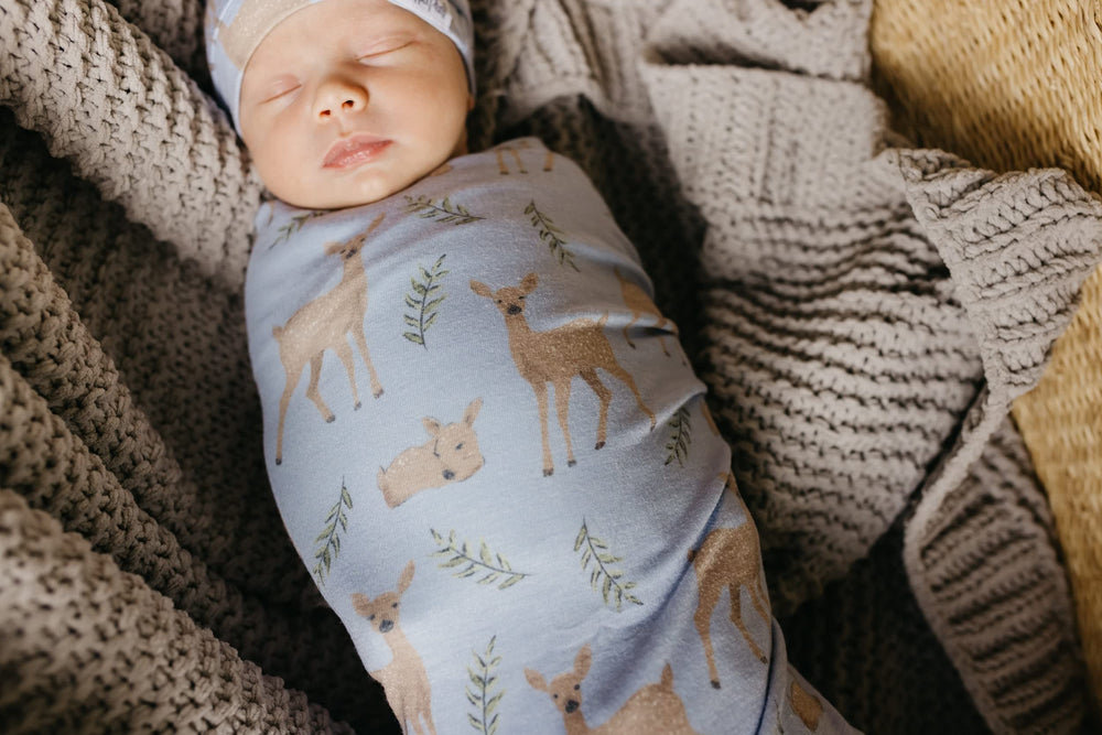 Copper Pearl Doe large 46x46 blanket features breathable, lightweight fabric.