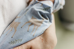 Close-up of the knit texture on the Copper Pearl Doe blanket.