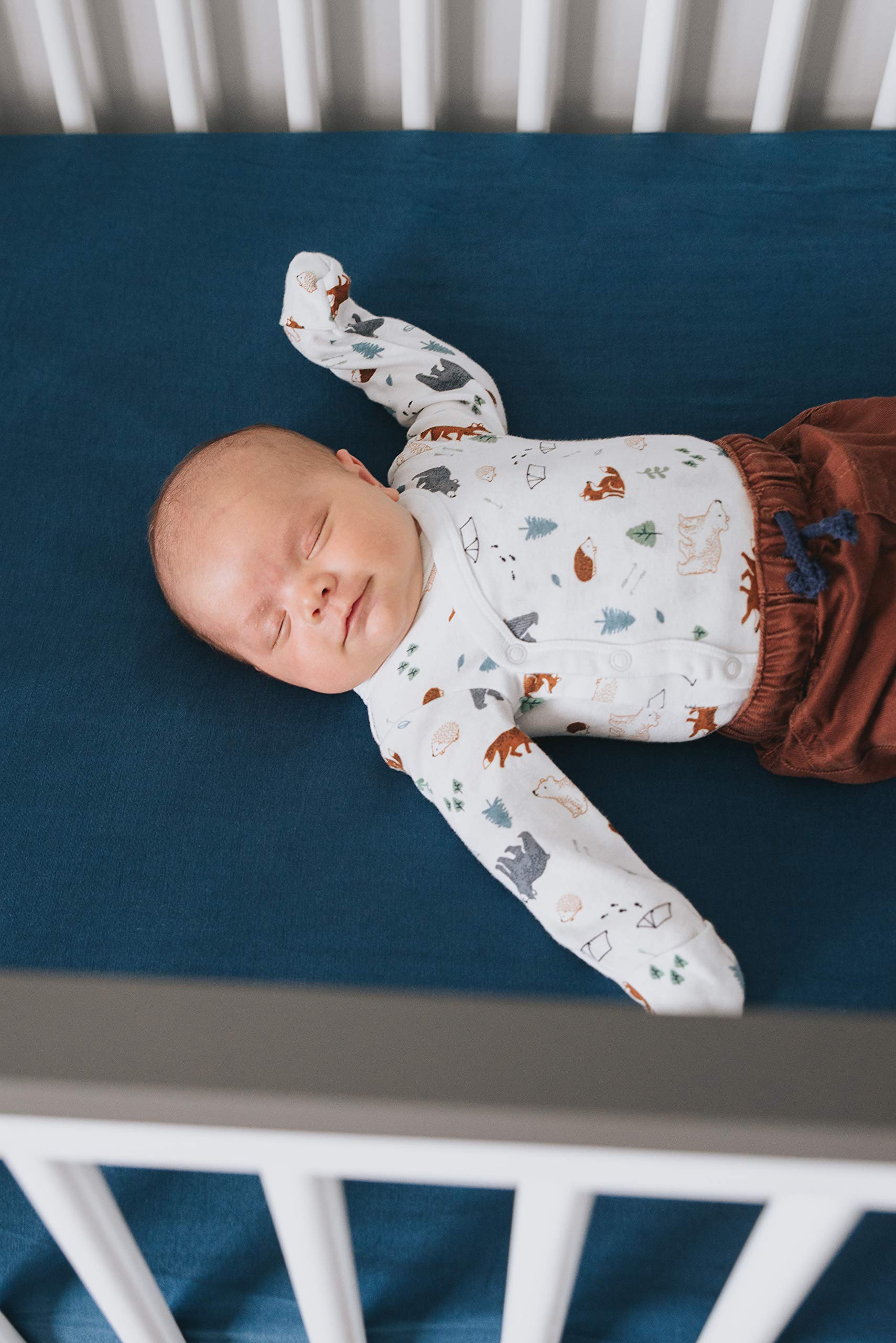 Durable crib sheet fabric stays soft wash after wash with Copper Pearl.