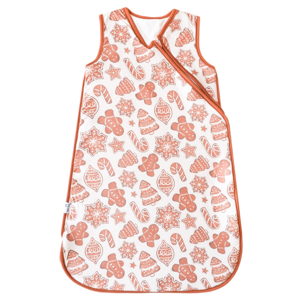 Copper Pearl Gingerbread sleep bag front view in cozy knit fabric for warmth