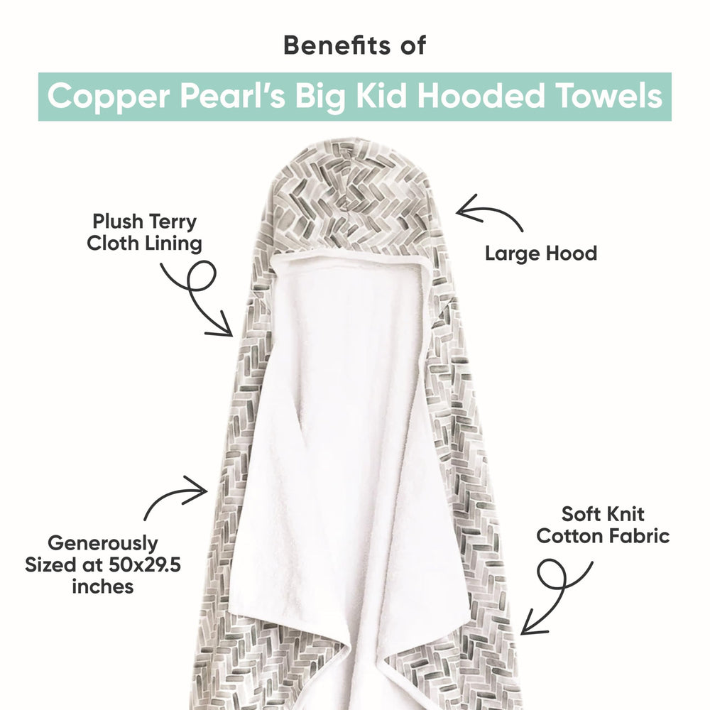 Copper Pearl hooded towel showing pockets for tiny hands