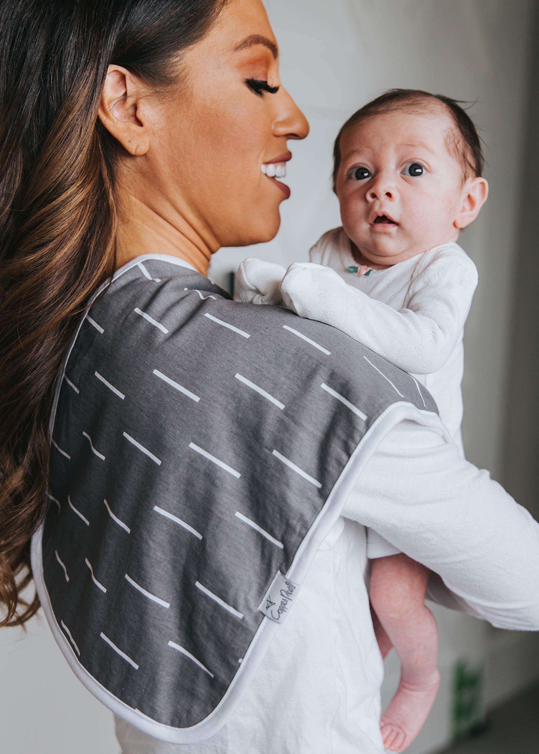 Copper Pearl Kai Set burp cloths on-shoulder-use for feeding time
