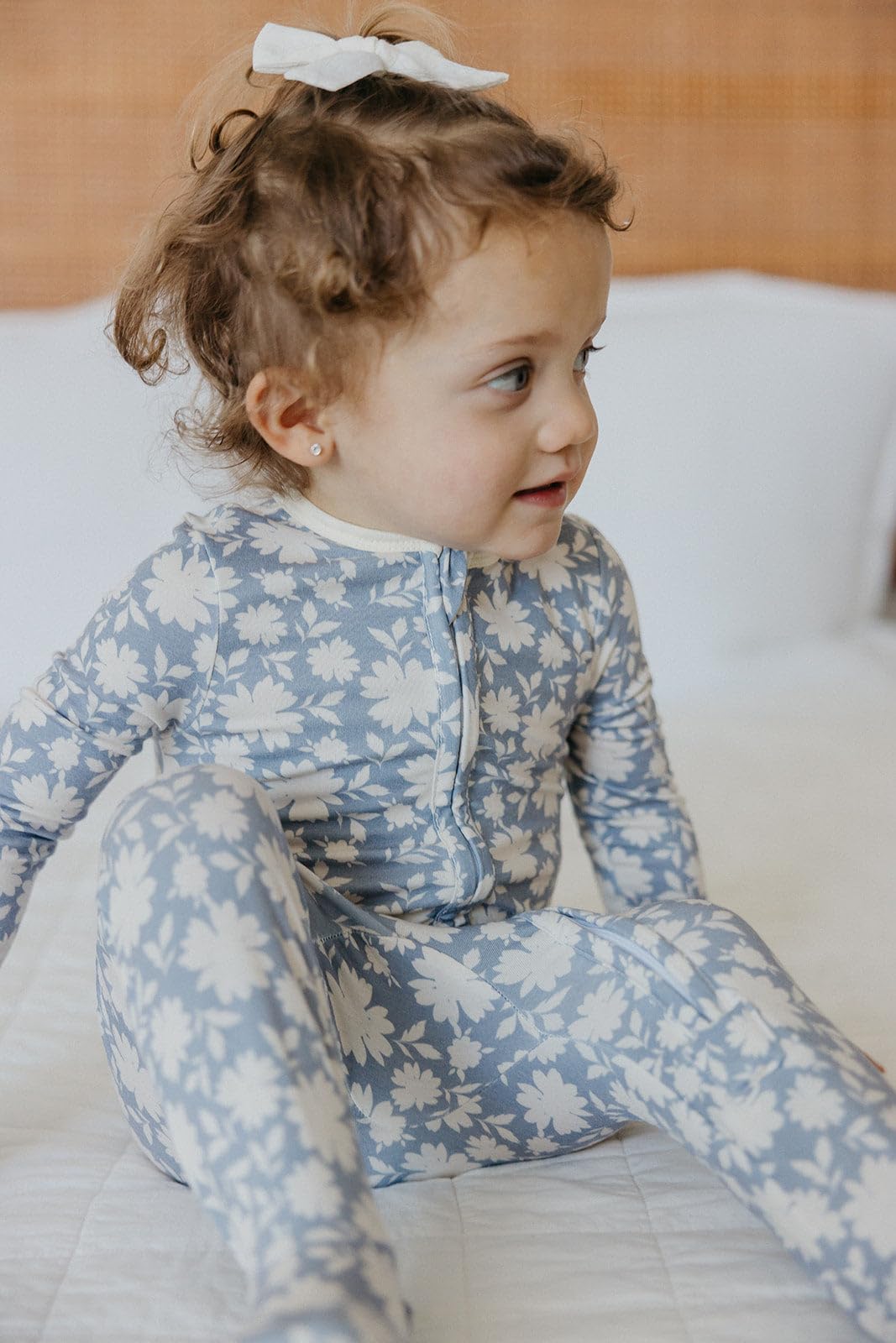 Copper Pearl Lacie two-way zipper for quick diaper changes