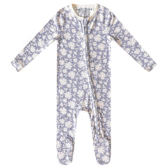 Copper Pearl Lacie zip-up footie pajamas on baby, cozy and easy to wear