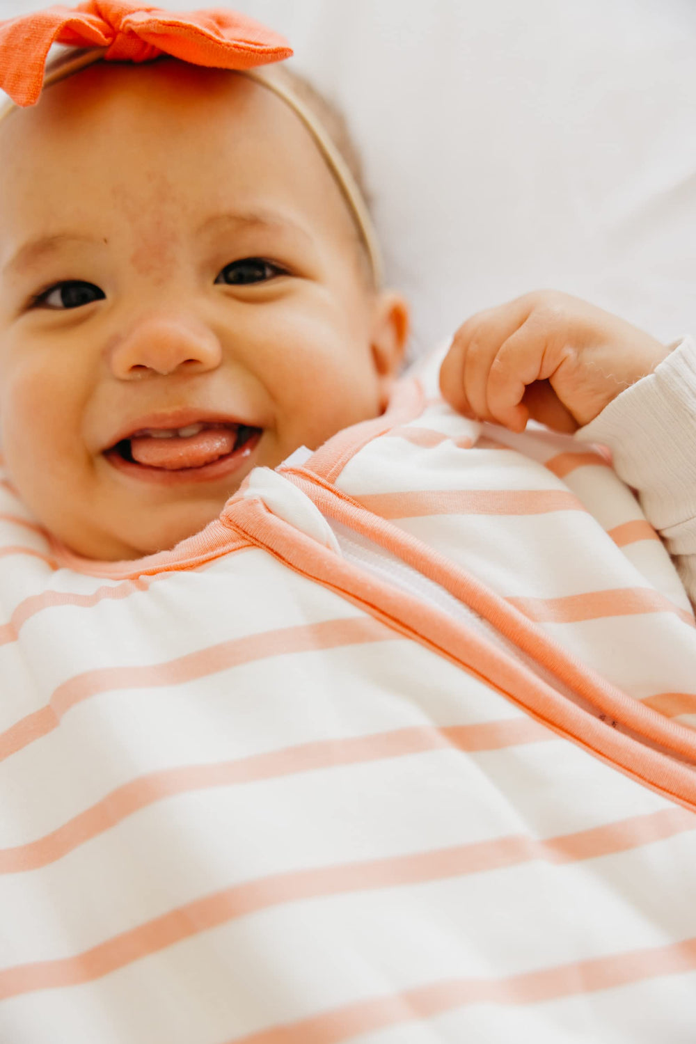 Copper Pearl Lainey sleep bag zipper close enables quick changes.
