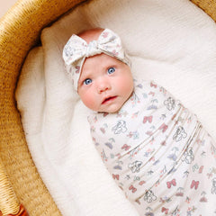 Copper Pearl Minnie Bowquet knit blanket fabric texture detail