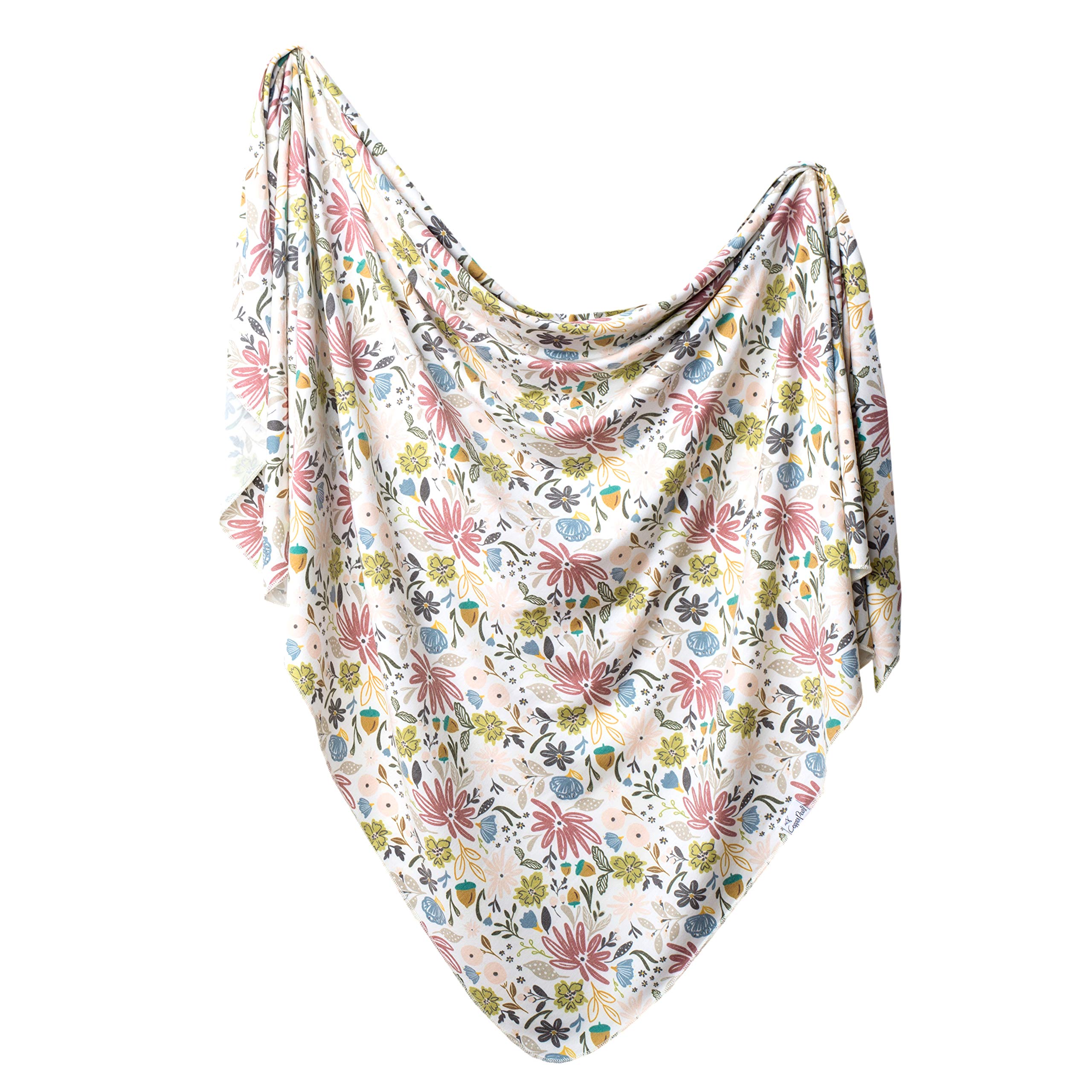 Copper Pearl large-knit swaddle olive, soft fabric for gentle baby swaddling.