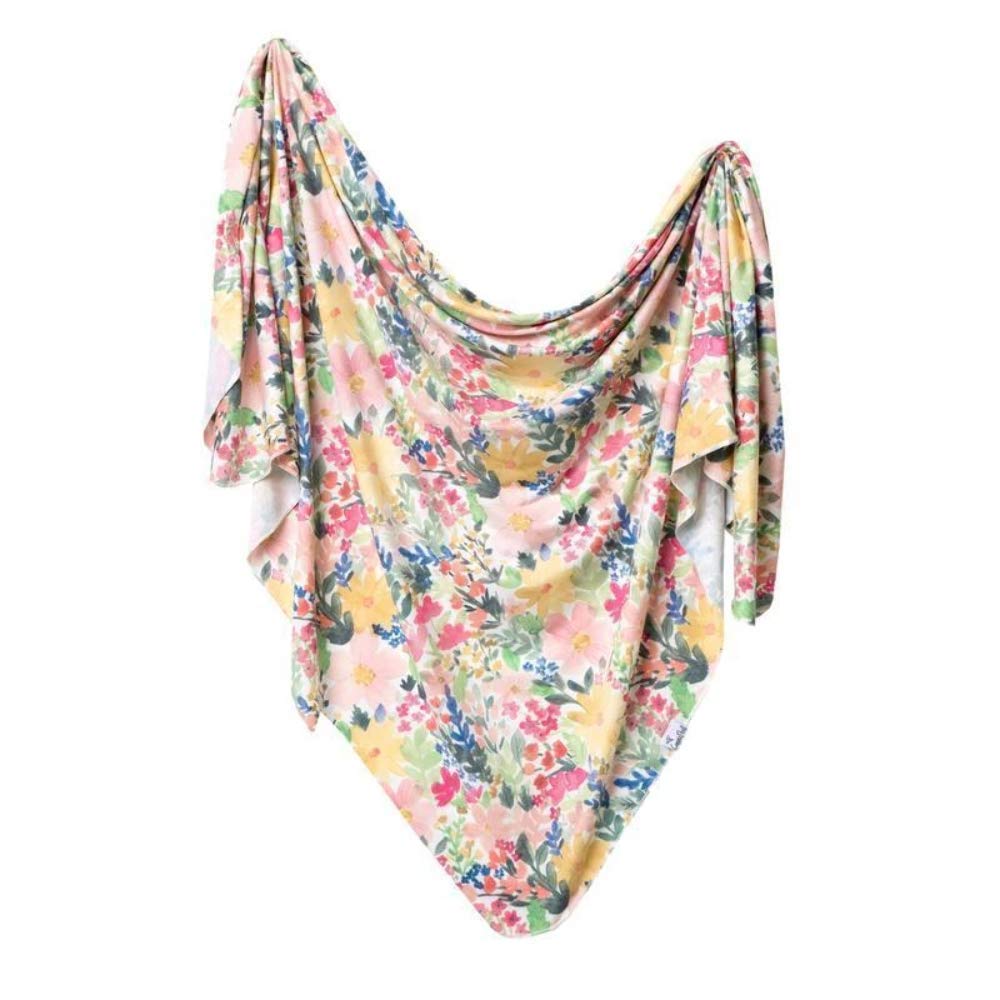 Copper Pearl Lark swaddle large blanket fold showcases ample size for easy swaddling.