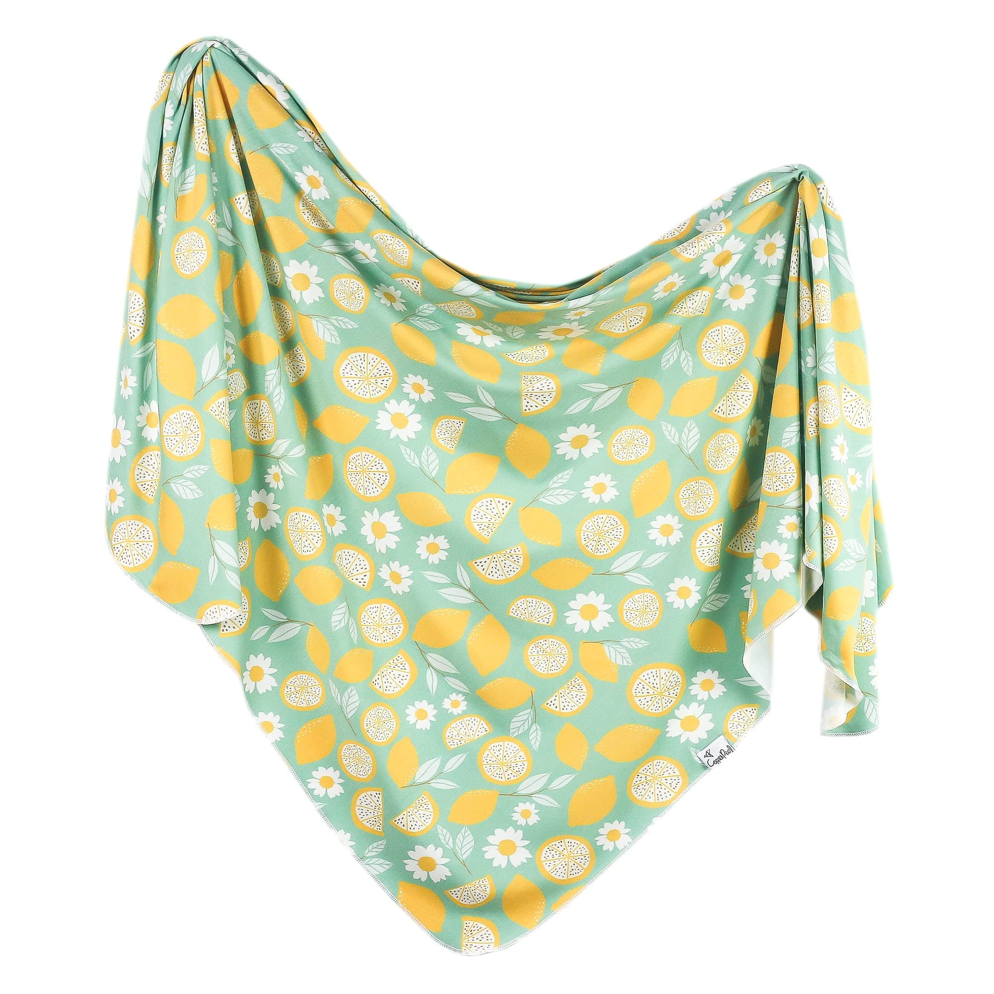 Copper Pearl Lemon swaddle blanket shows soft-knit texture for newborn comfort