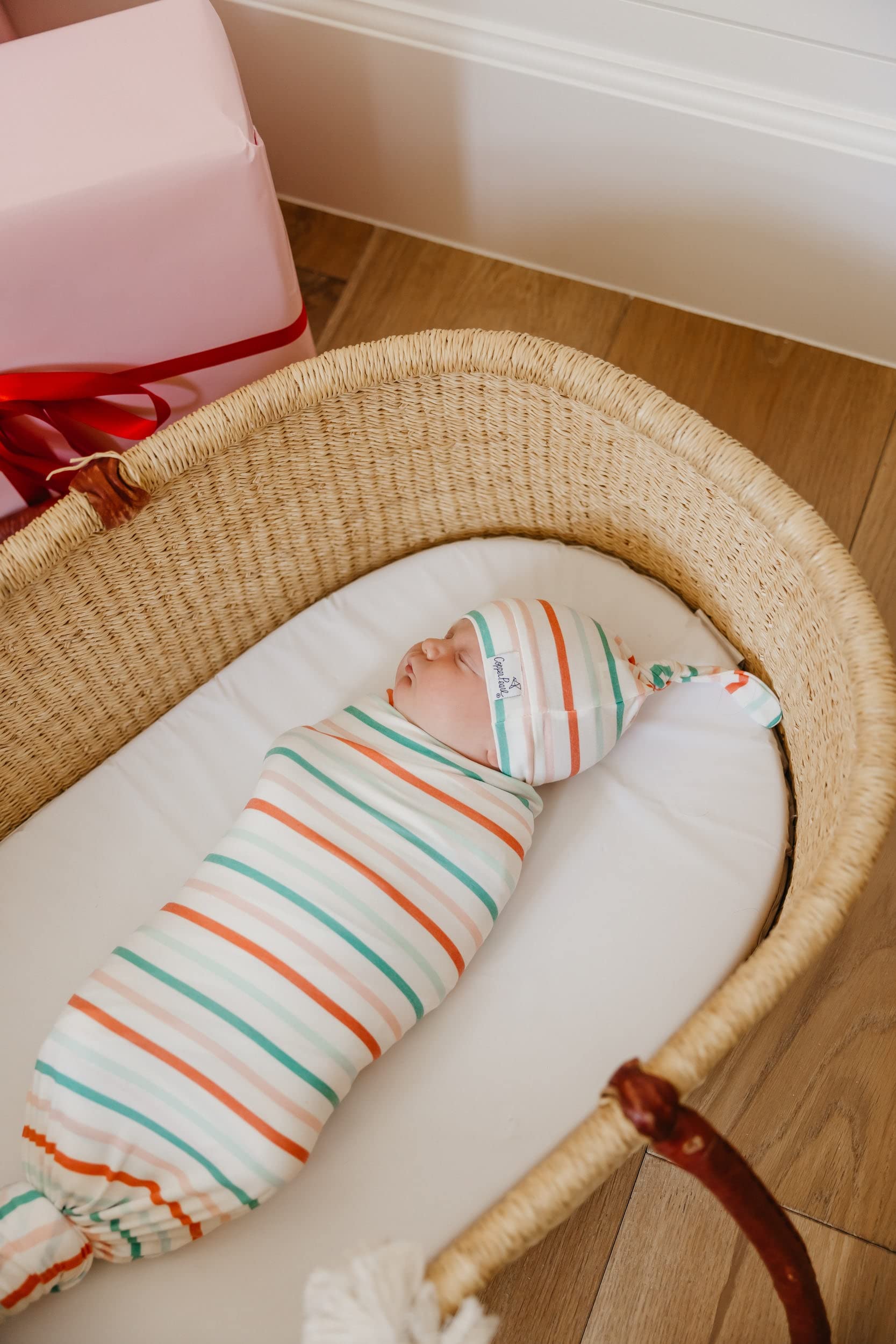 Copper Pearl lightweight breathable blanket keeps baby comfortable.